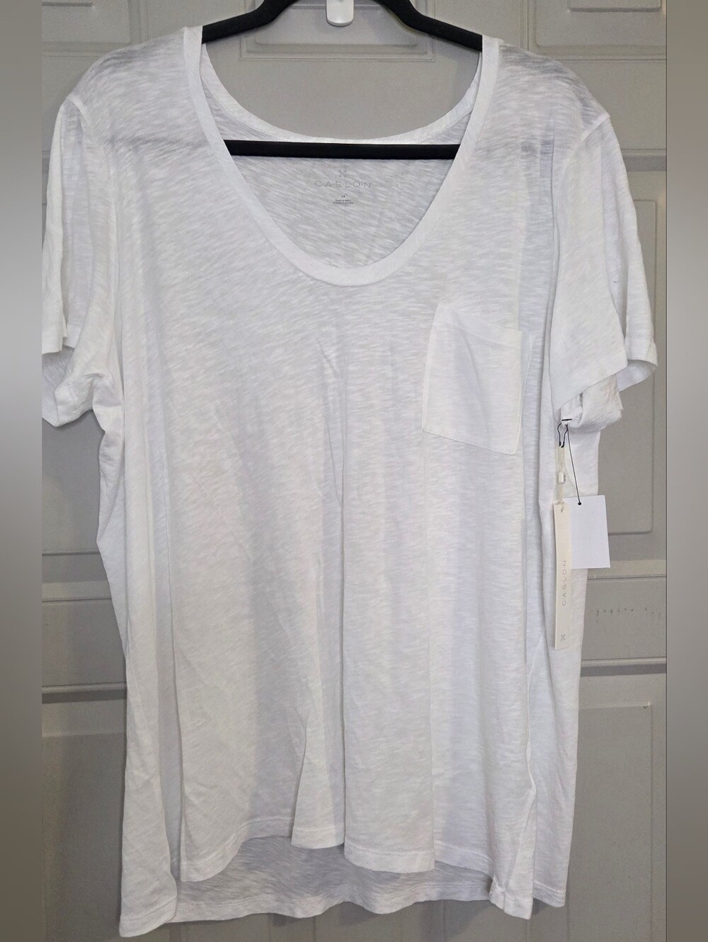 NWT Caslon - Soft White Scoop Neck Pocket Tee